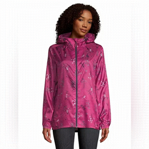 Woods Women's Pink Floral Tekarra Jacket Packable Windbreaker M